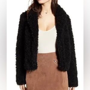 Blank NYC Black Faux Fur Coat
